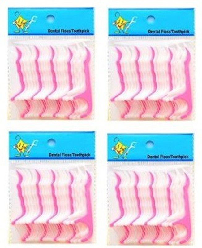 Adhvik Pack of 4 ( 80 Pcs ) Dental Tooth Pick Flossers Cleaners Head Oral Dental Hygiene Brush Tooth Cleaning Tool  (Pack of 80)