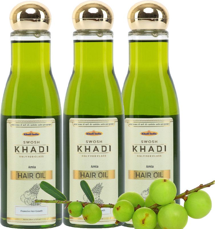 SWOSH Khadi Amla & Bhringraj Hair Oil 200ML (Pack Of 3) | Reduce Premature Greying Hair Oil  (600 ml)