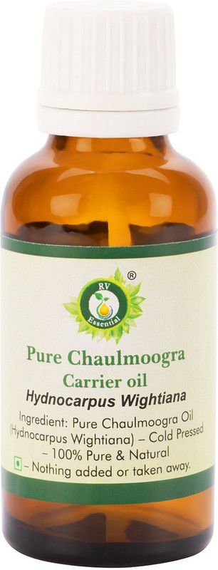 R V Essential Pure Chaulmoogra Carrier Oil 15ml- Hydnocarpus Wightiana (100% Pure and Natural Cold Pressed)  (15 ml)