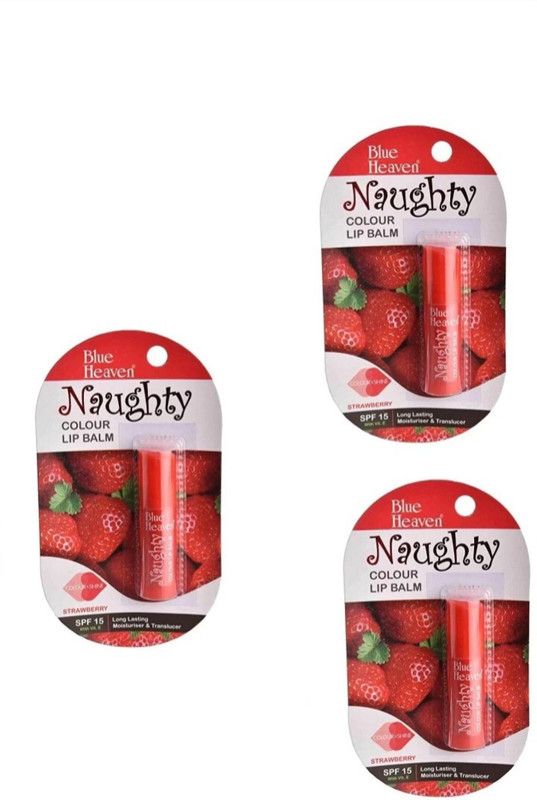 blue Heaven Cosmetics Naughty colours lip balm (12 g ) Cherry  (Pack of: 3, 12 g)