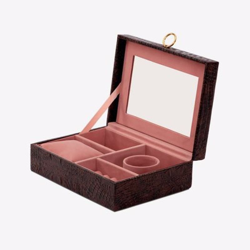 99KART Jewellery Box For Womens Comes with a mirror inside and metal ring on front side to lift the lid Vanity Box  (Brown)