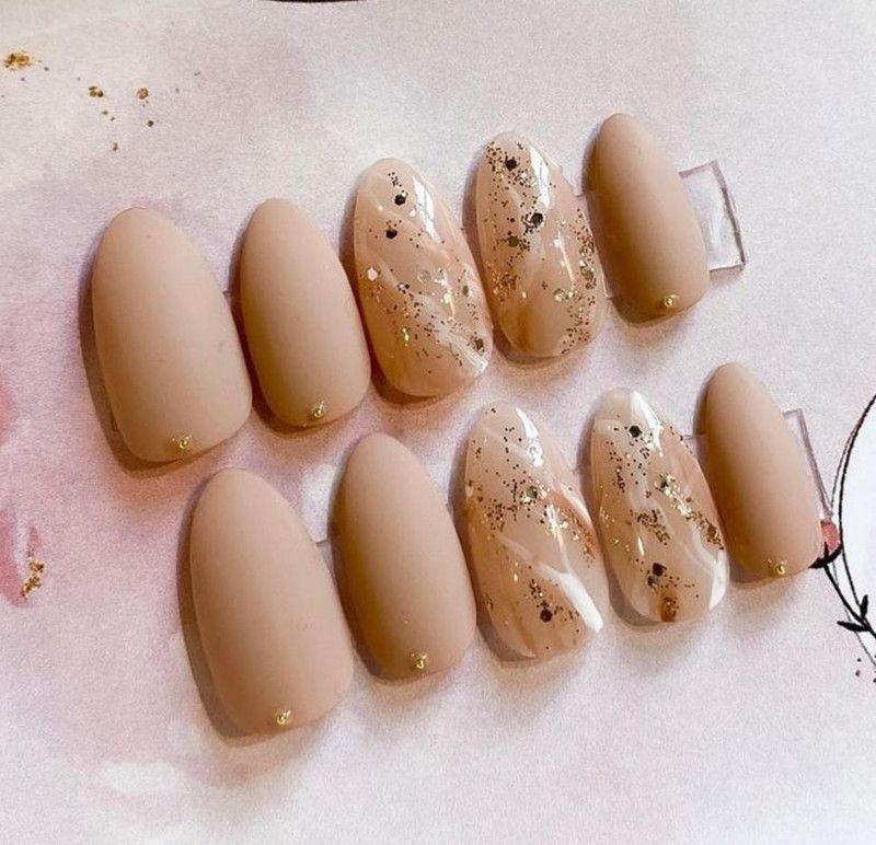 AMOK STORE handmade fake nail almond shape colorful nail tip Multicolor  (Pack of 12)