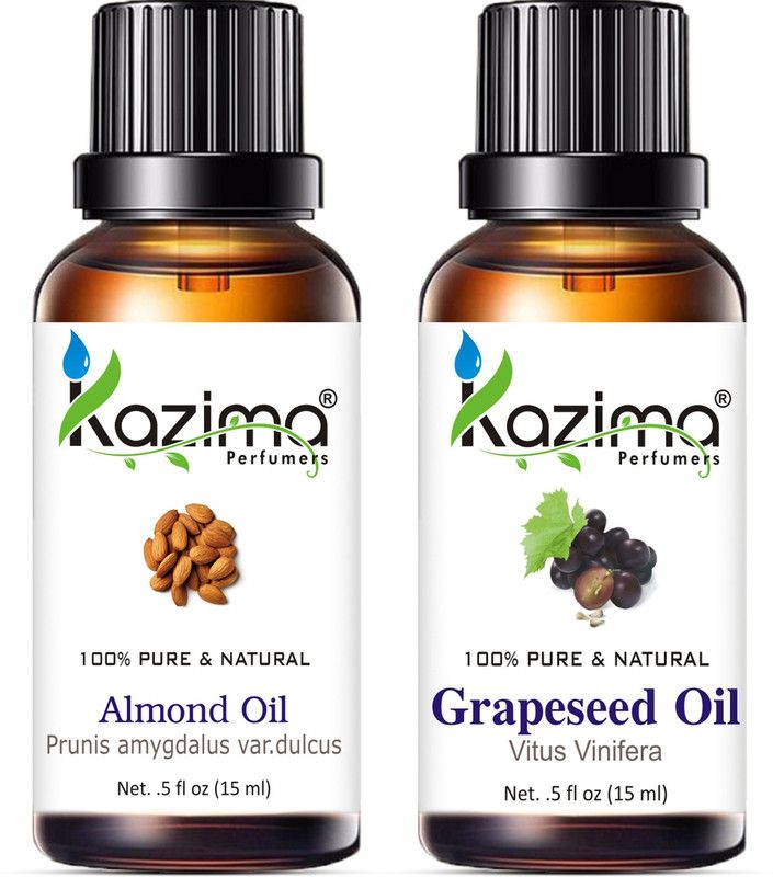 KAZIMA Combo of Almond Oil and Grapeseed Oil For Hair Growth, Skin care (Each 15ML )- 100% Pure Natural Oil  (15 ml)
