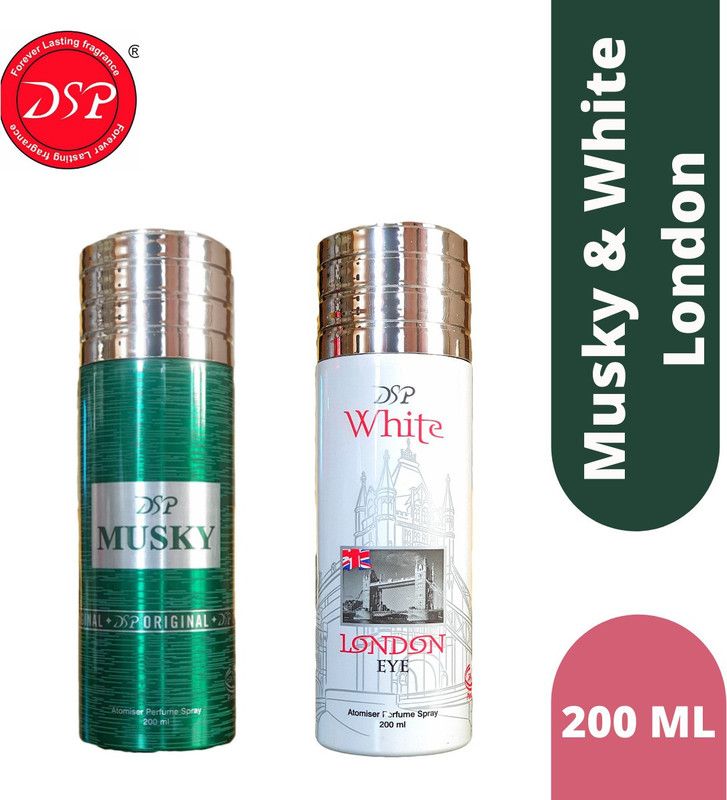 DSP Musky and White London Deodorant Perfume Spray 200ml Each (Pack of 2) Deodorant Spray - For Men & Women  (400 ml, Pack of 2)