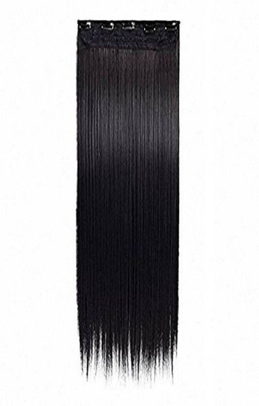 VIVIAN 5 Clip based Straight Synthetic Dasrk Black Color 24 inches Hair Extension