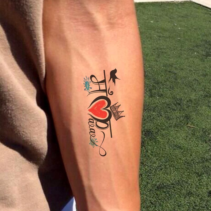 voorkoms Maa with Heart Paa Tattoo Birds Wings Tattoo Waterproof Temporary Body Tattoop  (Maa with Heart Paa Tattoo Birds Wings Tattoo)