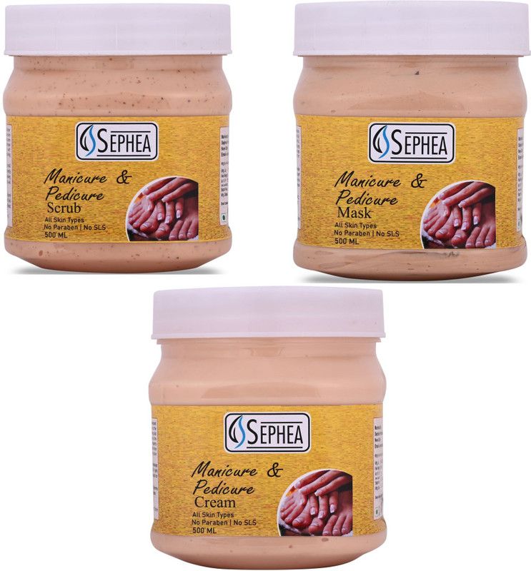 SEPHEA Manicure & Pedicure Scrub 500ml, Mask 500ml & Cream 500ml  (3 x 166.67 ml)