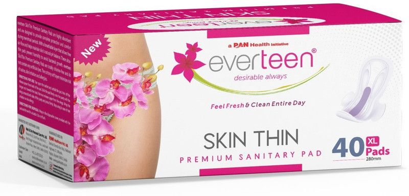 everteen SKIN THIN Premium XL Sanitary Pads Mega Pack for Protection During Periods in Women - 1 Pack (40 Pads, 280mm) Sanitary Pad  (Pack of 40)