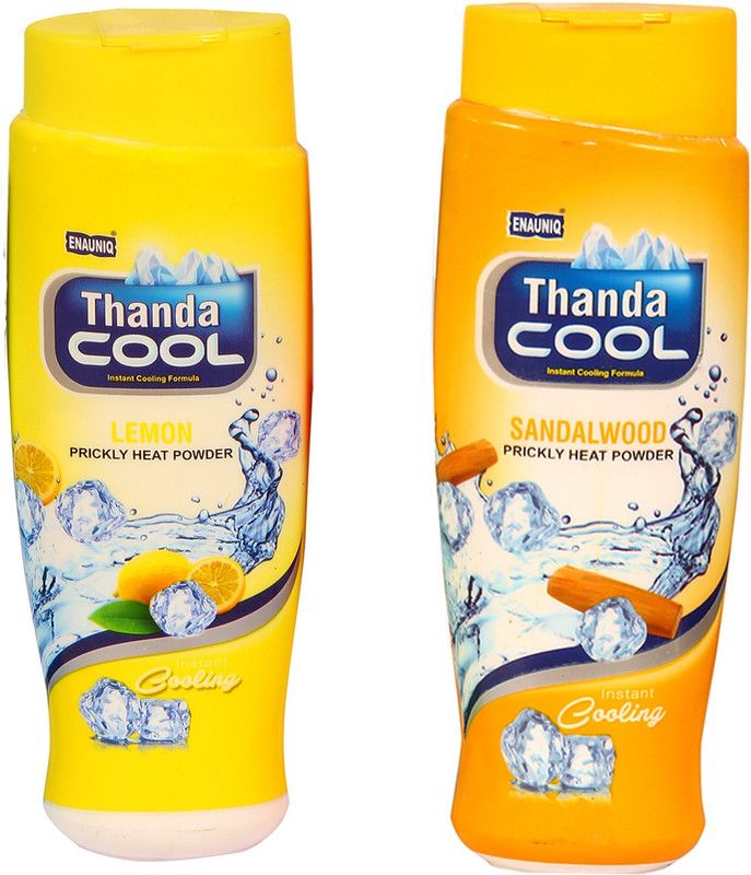 ENAUNIQ Thanda Cool Prickly heat powder 150g ( Lemon , Sandalwood )  (2 x 150 g)