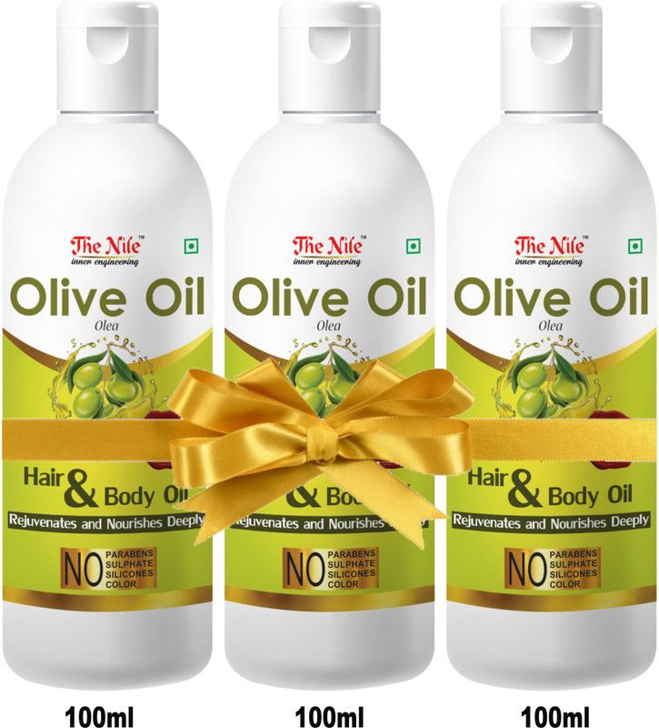 The Nile Quality Olive Oil For Hair Regrowth and Body Oil Rejuvenates and Nourishes Deeply 100 Ml 3 Bottle 300 ML Hair Oil  (300 ml)