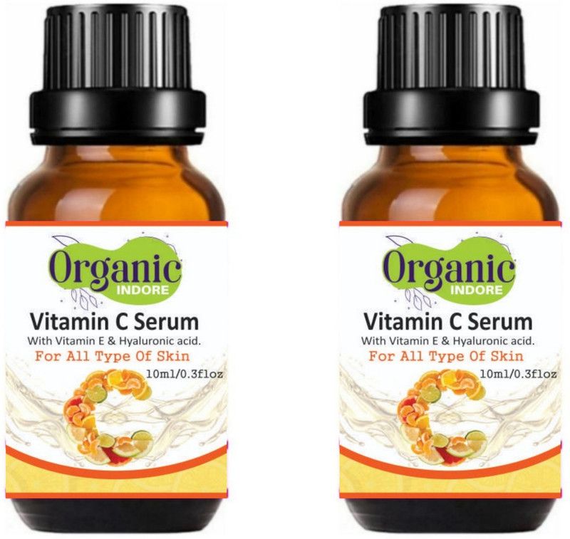 OrganicIndore Vitamin C Serum for face Capture Youth with Hyaluronic Acid and Vitamin E - 10ml - Brightening & Night Skin Repair (20ml)  (20 ml)