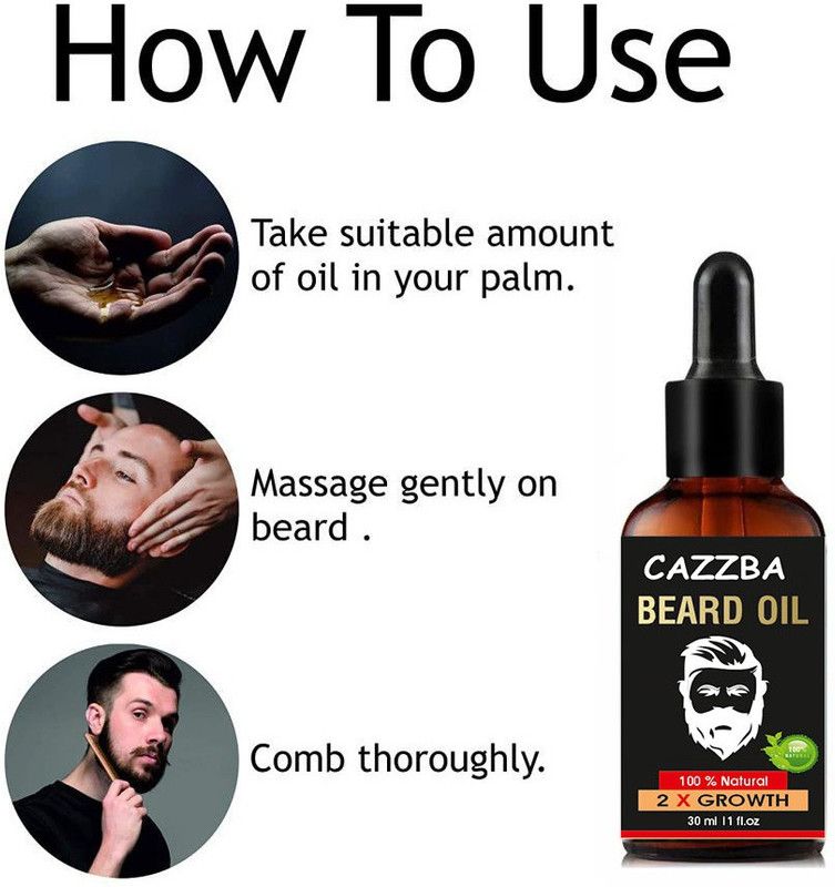 CAZZBA Beard Growth Oil 100% Natural 2x Growth Hair Oil  (30 ml)