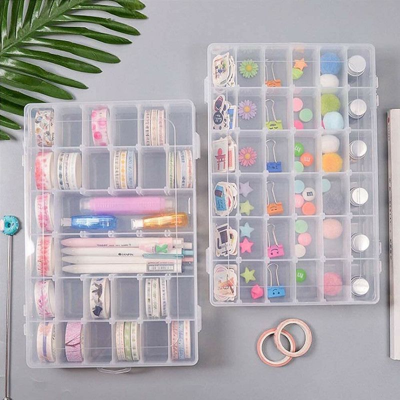 JIGSHTIAL 36 Grid Plastic Multipurpose Jewelry Organizer Transparent Vanity Box-1PCS MULTI PURPOSE Vanity Box  (CLEAR)