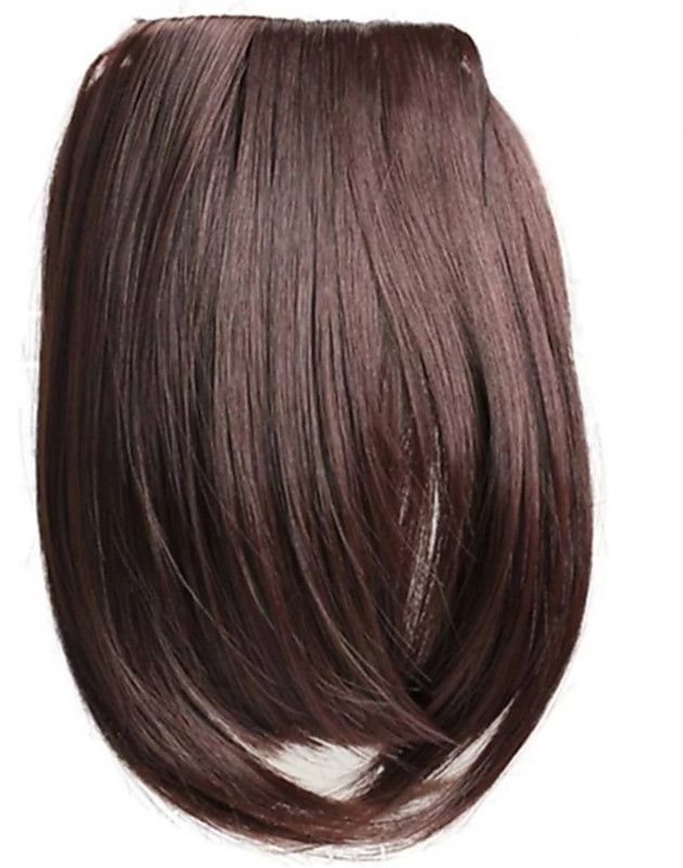 Rizi Stylish dark Brown weft toupee synthetic fringe wig hair volumizer flick front hair extension fake wig false Hair Extension
