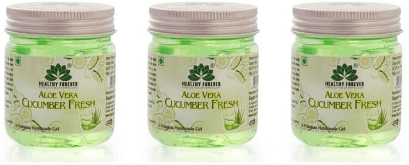 healthy forever Homemade Pure Aloe Vera And Cucumber Gel for All Skin Types Face,Hair Pack of 3  (120 ml)