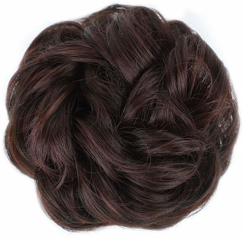MoonEyes Free Size Women's Curly Bun Juda Rubber For Outing in Brown Color Hair Extension