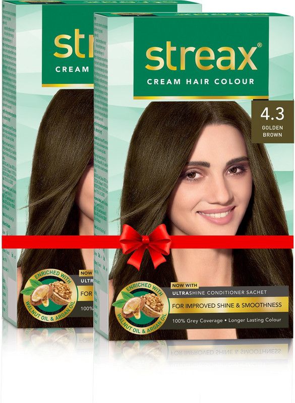 Streax Cream Hair Colour-Pack of 2 , Golden Brown No-4.3