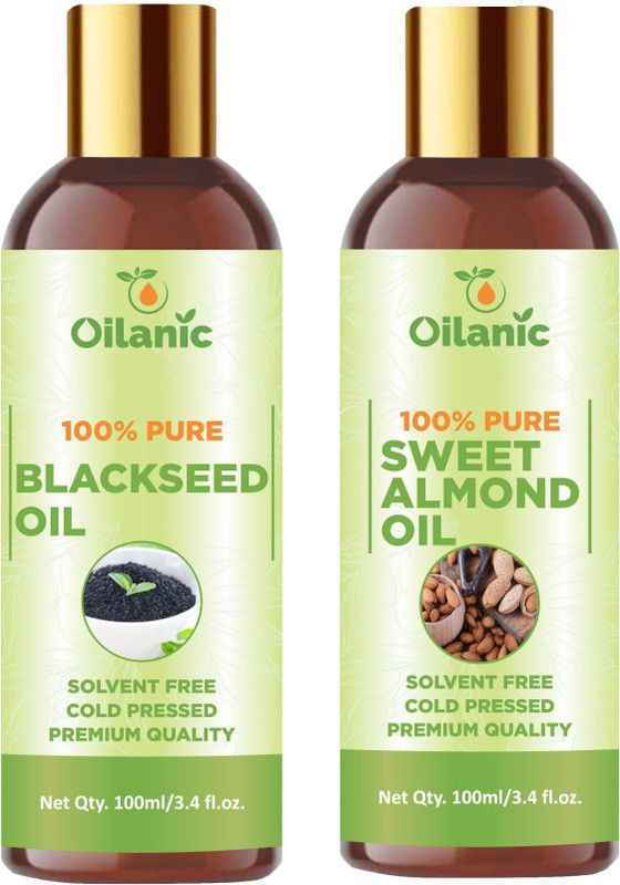 Oilanic Premium Blackseed Oil & Sweet Almond Oil Combo pack of 2 bottles of 100 ml(200 ml)  (200 ml)