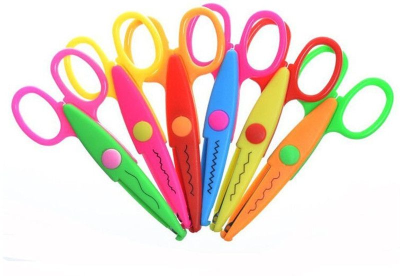 PhonoHolic Zig Zag Scissors  (Set of 6, Pink, Red, Orange, Blue, Yellow, Green)