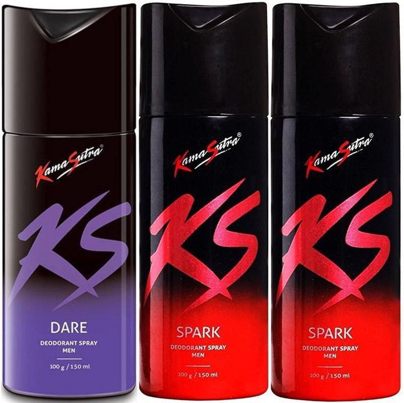 Kamasutra Kama Sutra Spark-2 Dare-1 Deodorant Spray for Men 450 ml (Pack of 3) Body Spray - For Men Deodorant Spray - For Men  (450 ml, Pack of 3)