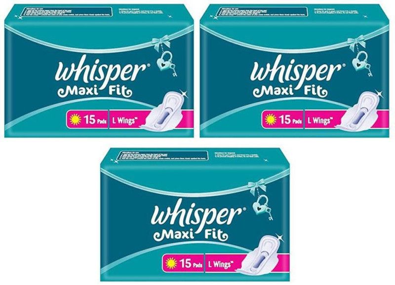 Whisper Maxi Fit L15+15+15 Wings Sanitary Pad Sanitary Pad  (Pack of 3)