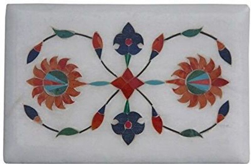 PoojaCreation White Marble Flower Meenakari Jewellery Box 4 to 6 inch Jewellary Vanity Box  (White)