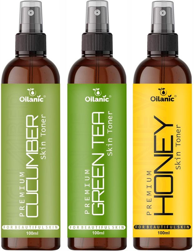 Oilanic Premium Cucumber, Green Tea & Honey Skin Toner For Men & Women Combo Pack of 3 Bottles of 100 ml (300 ml ) Men & Women  (300 ml)