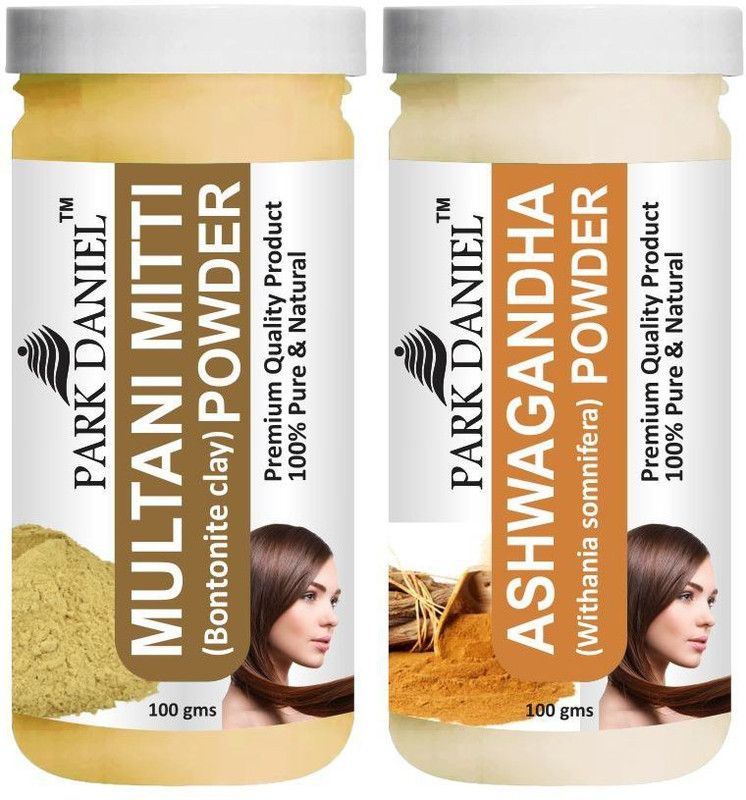 PARK DANIEL Pure & Natural Multani Mitti Powder & Ashwagandha Powder Combo Pack of 2 Bottles of 100 gm (200 gm )  (200 ml)