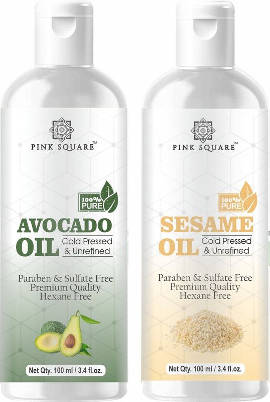 Pink Square Premium Avocado & Sesame Herbal Hair Oil ( Non-Sticky) - For Strong and Shiny Hair Combo Pack of 2 Bottle of 100ml (200ml) Hair Oil  (200 ml)