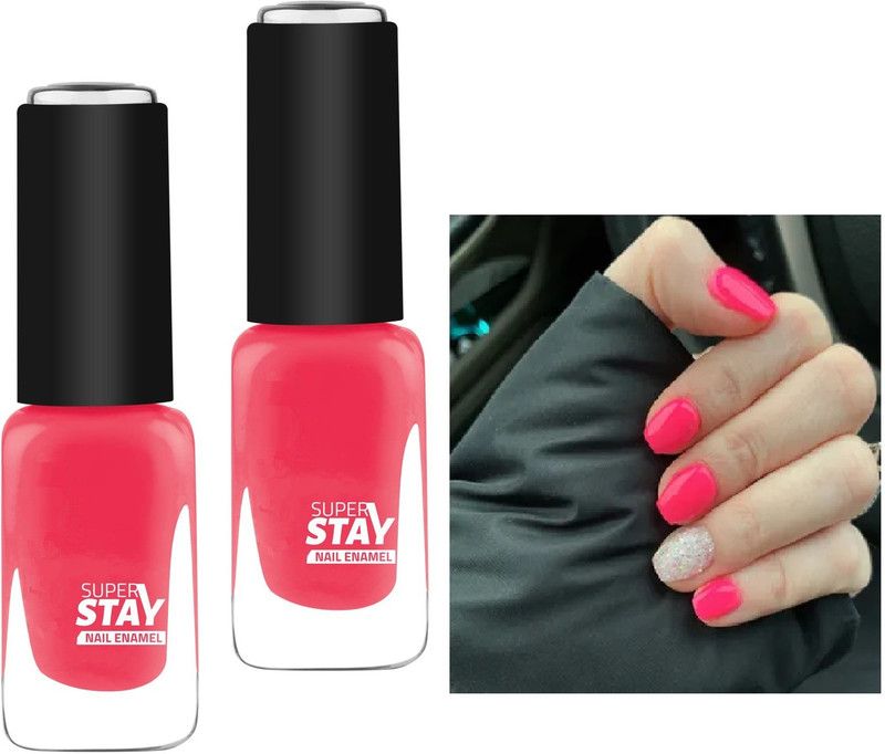 EVERERIN Smooth & Perfect Finish Nail Polish, Free From Harmful chemicals PINK  (Pack of 2)