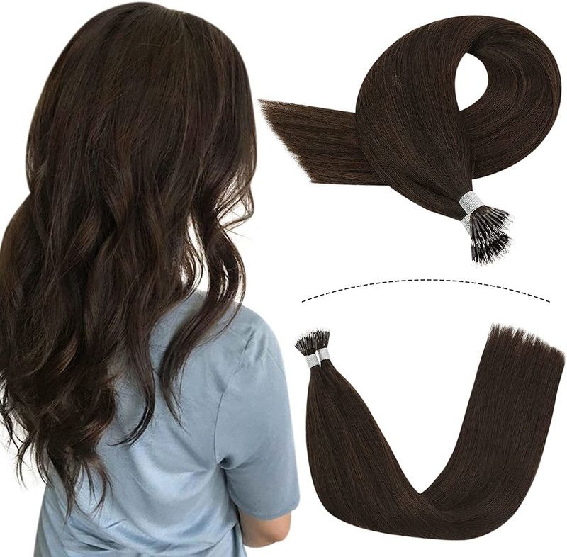 Bh Beauty Home Nano Ring s 16 inch Brown Nano Beads s Nano Tip Human s 4 Dark Brown Nano Ring Extensions Cold Fusion 1g/s 50g/pack Hair Extension