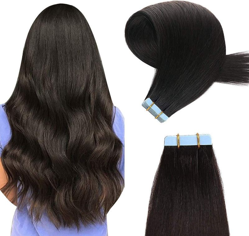 Bh Beauty Home Remy Human Tape In Extension For Women 1pcs Straight Extension 24 100 Gram Black Pack Of 1 Hair Extension