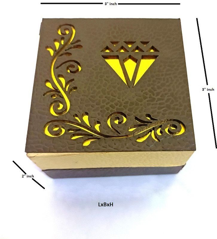 DARSHIK TRADERS Ring Box 3x3" inch with LED Moon Light Handmade for Engagement & Gift Occasion with Beautiful Design, (Pack of 1 Pcs) (Without Ring) Vanity Box  (Brown, Cream)