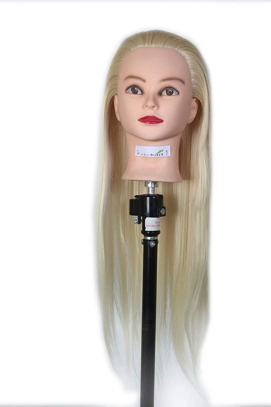 Ritzkart Imported Synthetic practice Dummy Feel Natural human soft Off White hair long dummy for Practice/Cutting/styling/Makeup mannequin For Trainers Hair Extension