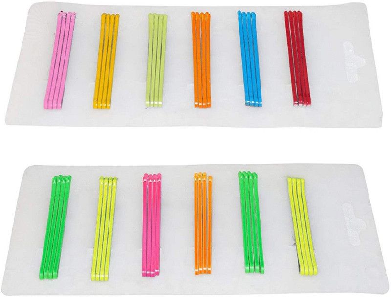 FOK Set Of 48 Multi Bright Colors Metal Bobby Hair Pins Hair Pin  (Multicolor)