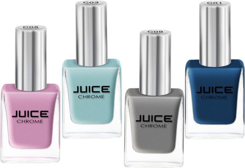 Juice Nail Polish Cobalt Blue-C01 Baby Aqua-C03 Blooming Pink-C05 Handball Courts-C09 Cobalt Blue - C01 Baby Aqua - C03 Blooming Pink - C05 Handball Courts - C09  (Pack of 4)
