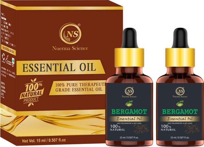 Nuerma Science Organic Bergamot Essential Oil (100% Pure) Best Therapeutic Grade Essential Oil (Pack of 2) Hair Oil  (30 ml)