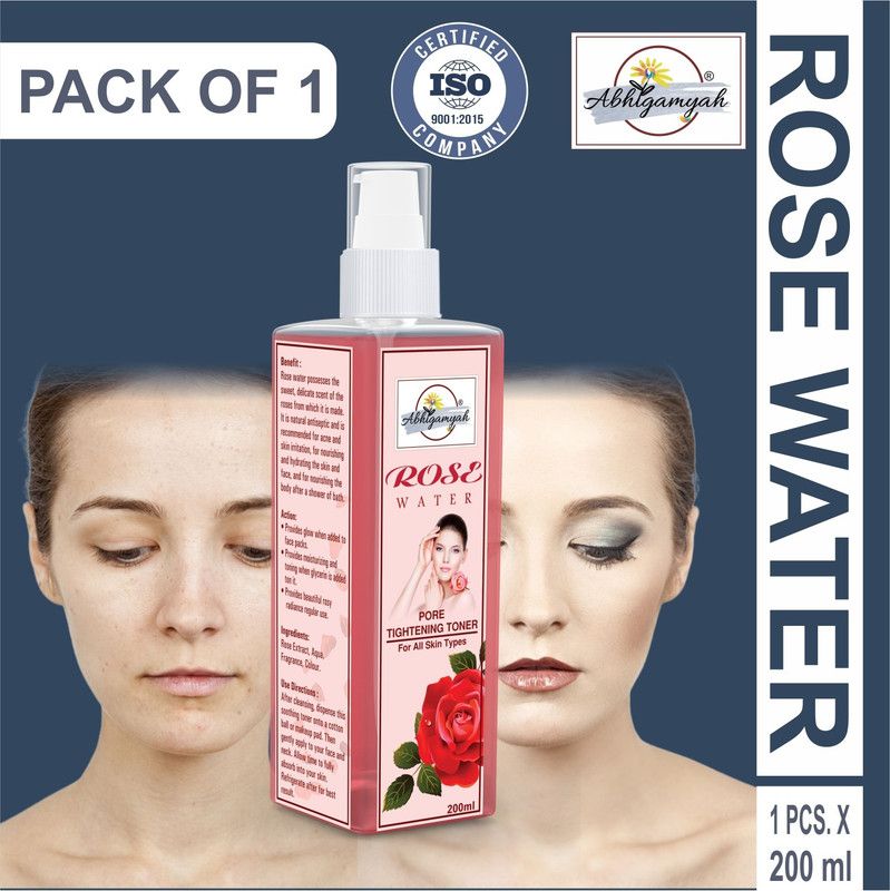Abhigamyah rose water face toner for glowing skin for all skin type Men & Women (200 ml) Men & Women  (200 ml)