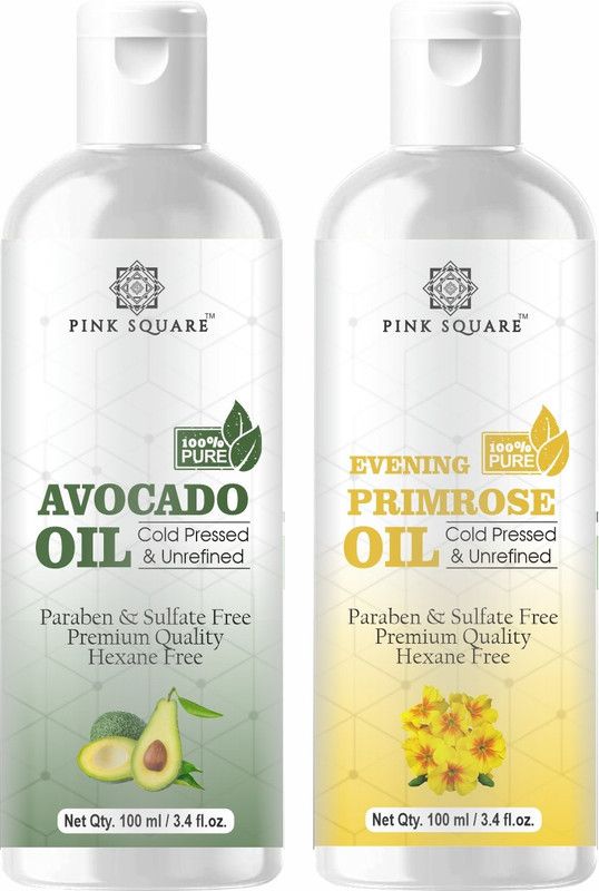 Pink Square Premium Avocado & Evening Primrose Herbal Hair Oil ( Non-Sticky) - For Strong and Shiny Hair Combo Pack of 2 Bottle of 100ml (200ml) Hair Oil  (200 ml)