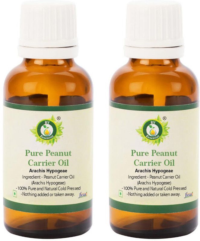 R V Essential Pure Peanut Carrier Oil (100ml+100ml) Pack of Two- Arachis Hypogeae (100% Pure and Natural Cold Pressed)  (200 ml)