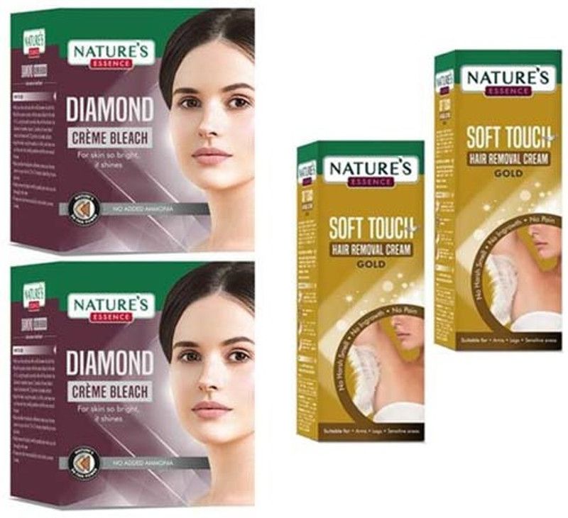 Nature's Essence DIAMOND CREAM BLEACH 96GM + GOLD HAIR REMOVAL CREAM 100GM  (196 g)