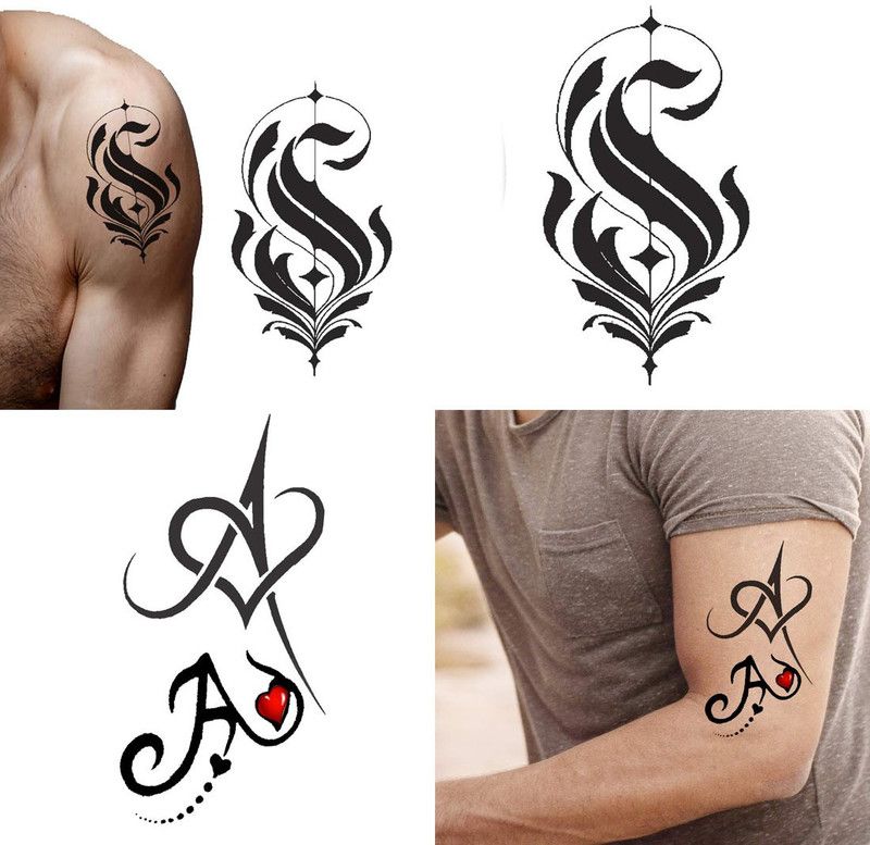 Ordershock SA Name Letter Tattoo Waterproof Boys and Girls Temporary Body Tattoo Pack of 2.  (SA Name Letter Tattoo)