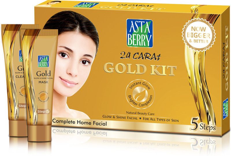ASTABERRY Gold Mini Facial Kit, 5 Steps for Glowing & Shine 100gm  (100 g)