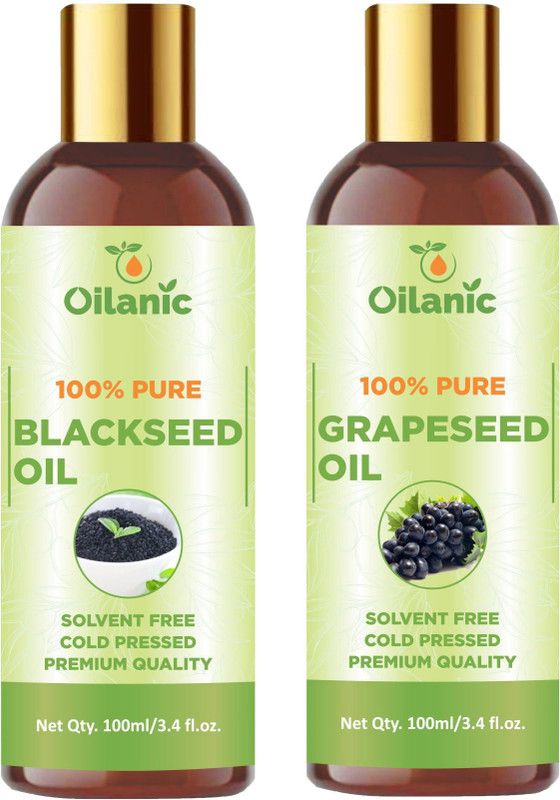 Oilanic Premium Blackseed Oil & Grapeseed Oil Combo pack of 2 bottles of 100 ml(200 ml)  (200 ml)