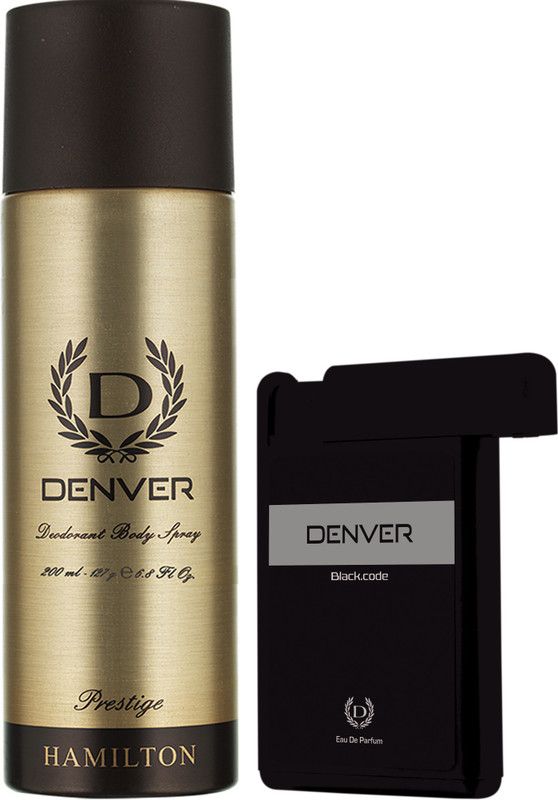 DENVER Prestige Deo & Black Code Pocket Perfume Combo Deodorant Spray - For Men  (218 ml, Pack of 2)