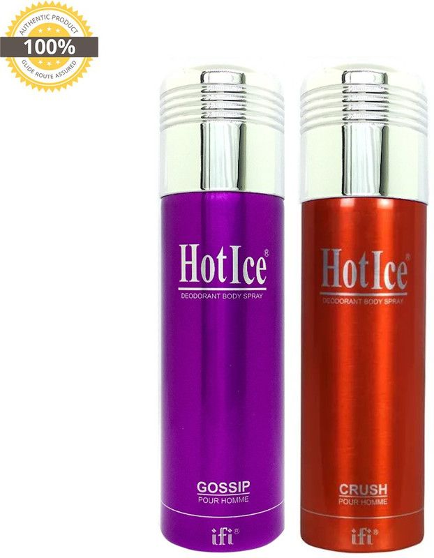 HOT ICE Body Spray GOSSIP + CRUSH Men Body Spray - For Men & Women  (400 ml, Pack of 2)