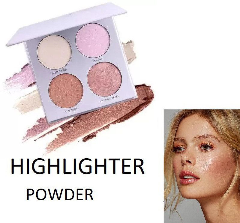 AGLEY Makeup & More 4 Colour Highlighter Palette, Provides Glowing Skin, Highlighter  (MULTICOLOR)