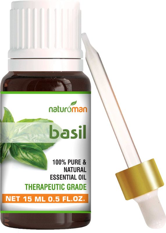 Naturoman Basil Pure and Natural Essential Oil Therapeutic Grade  (15 ml)
