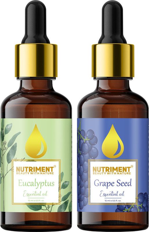 Nutriment Grape Seed and Eucalyptus Essential Oil, 15ml each, PACK OF 2  (30 ml)