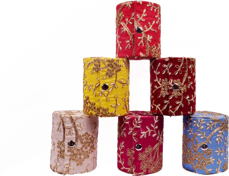 Unique Creation Wooden Embroidery Bangle Box Wedding Return Gift for women Bridal Gift Set of 6 Bangle Box Vanity Box  (Multicolor)